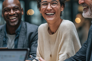 Happy diverse business team meeting, a Photo by Pixeness Studio