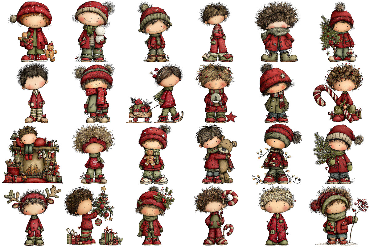 Whimsical Christmas Boy Clipart, an Illustration by Pixels.Craft (Photo 5 of 6)