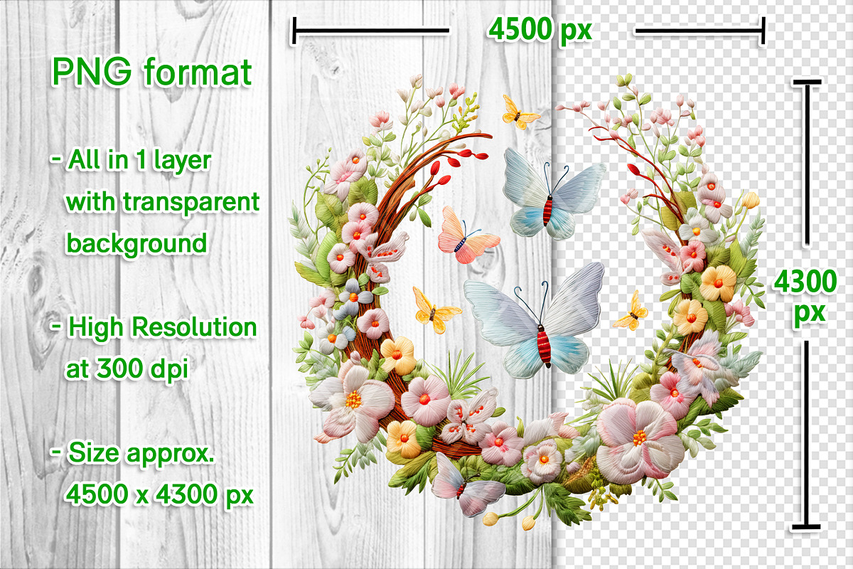 Embroidery Flower Luarel & Butterfly, an Object Graphic by V Design Creator (Photo 2 of 8)