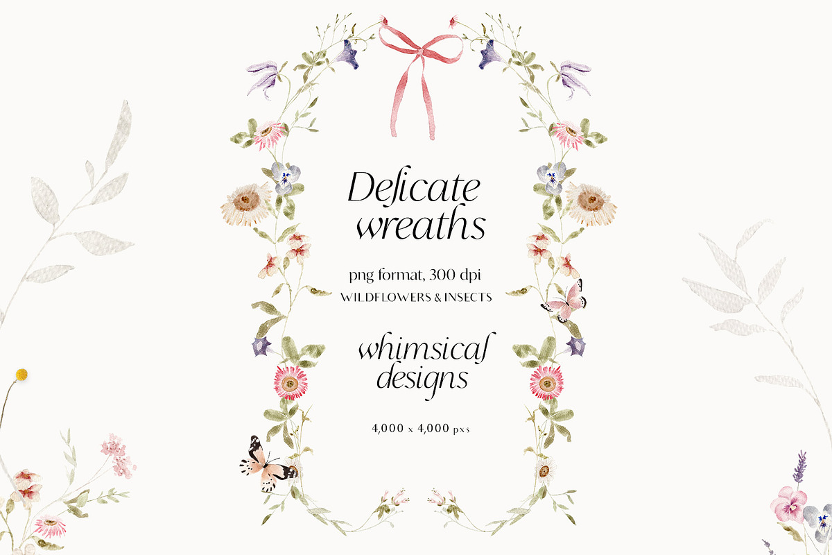 Watercolor wildflowers & Bunnies Set, a Graphic by Grace Noboa Illustrations (Photo 10 of 14)