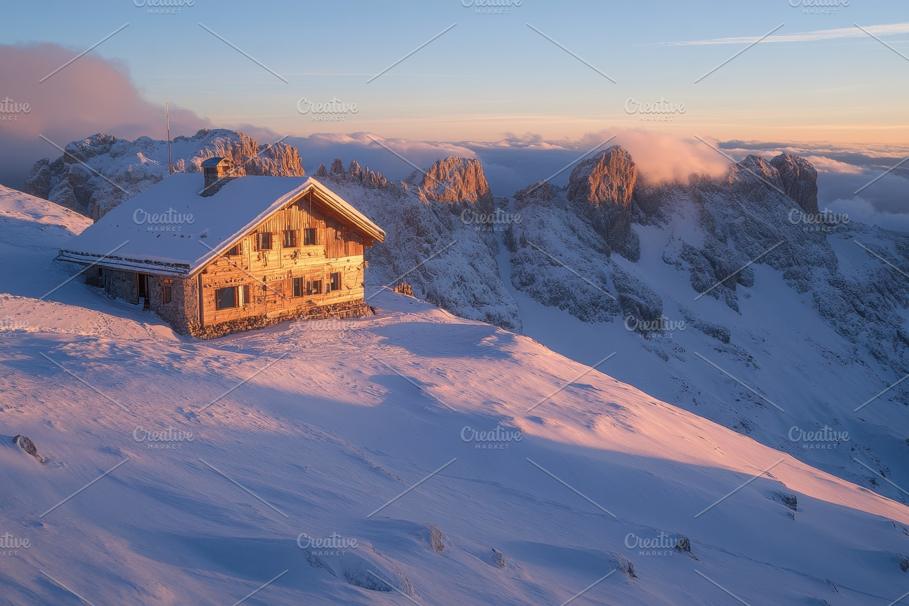 Stunning sunrise over the Dolomites, a Photo by Pavel_design