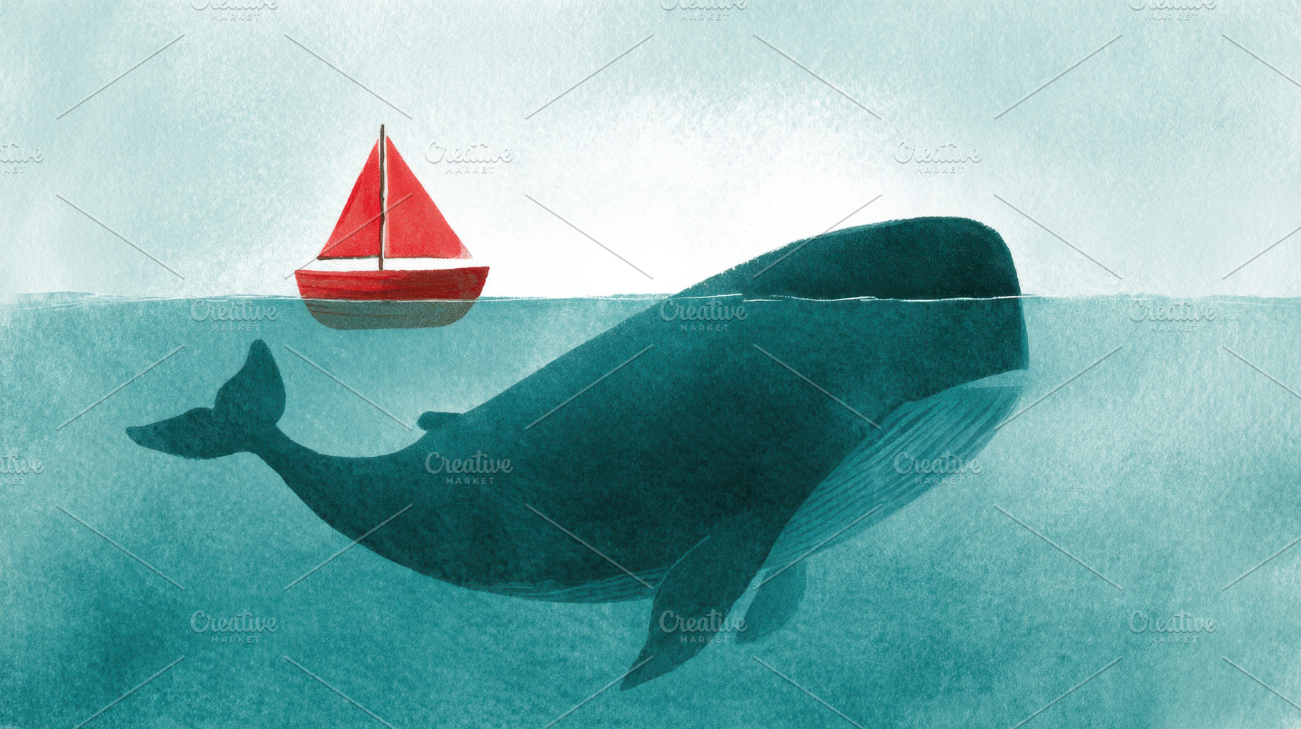 Whale near red sailboat, a Photo by Beautiful things