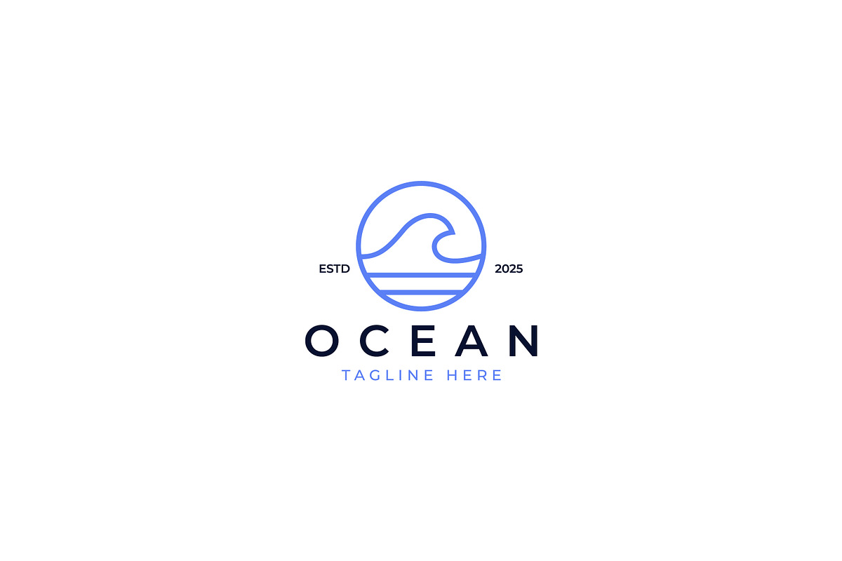 Minimalist Ocean Wave Logo Badge, a Branding & Logo Template by Signatoro (Photo 1 of 3)