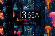 13 seamless patterns!Jellyfish Mania, a Pattern Graphic by holaholga (Thumbnail 1 of 6)