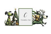 Whimsical Christmas Dog & Cat Bundle, an Illustration by Creative Art (Thumbnail 10 of 11)