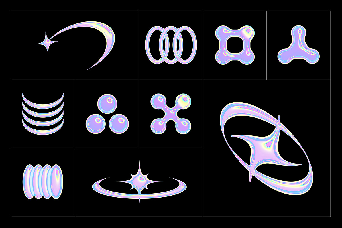 Y2K PNG Elements - 7 Color Versions, an Object Graphic by Graphicdome (Photo 6 of 11)