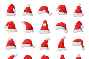 Christmas Santa Hat Vector Set