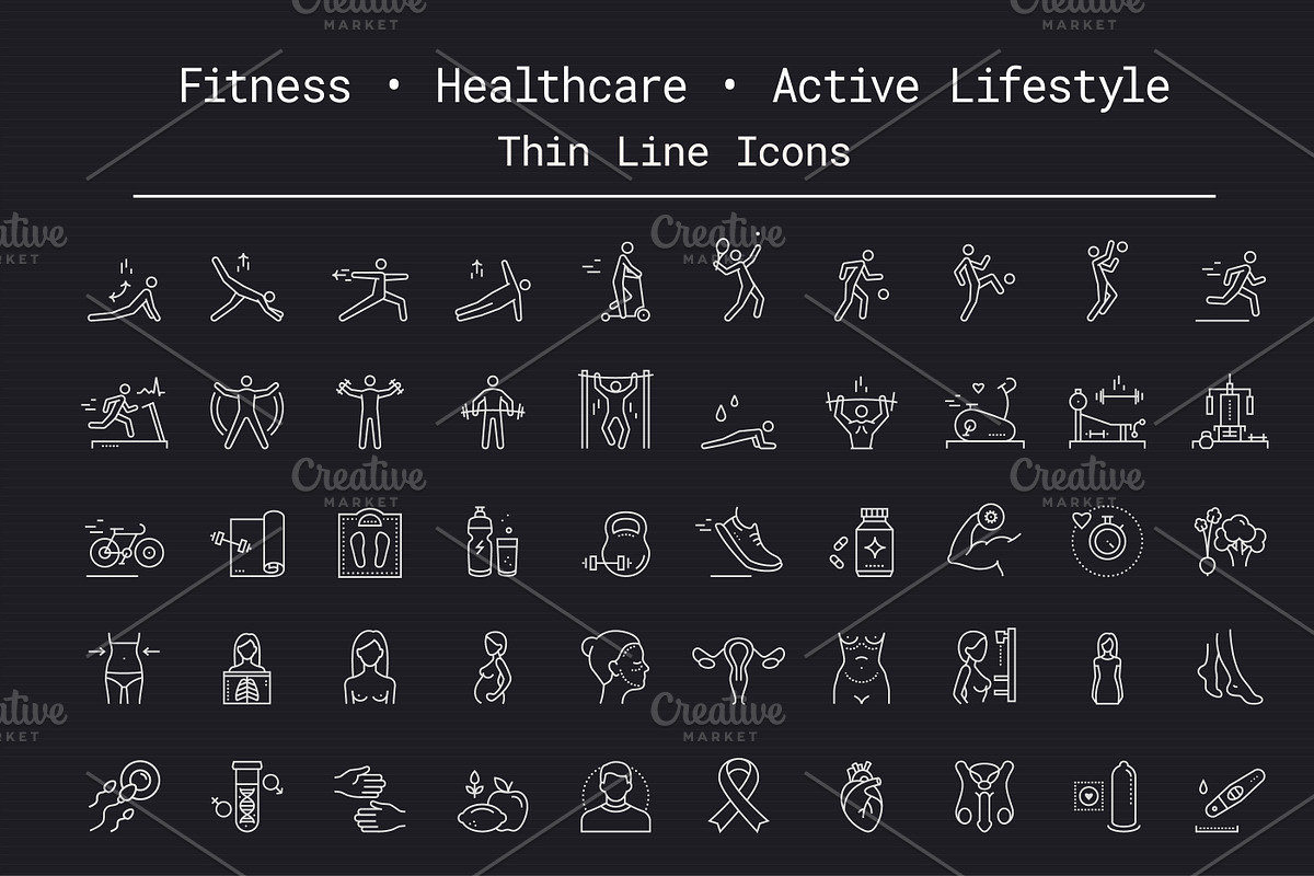 Health, Sport & Fitness Linear Icons, a Solid Icon by Nuburu (Photo 1 of 5)