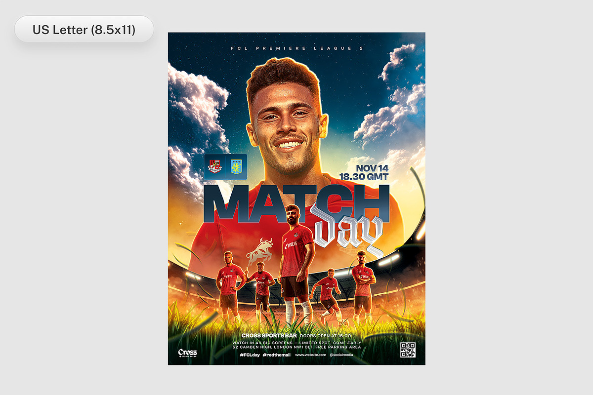Football Match Day Flyer PSD Template preview 4
