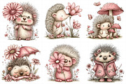 Whimsical Spring Hedgehog Clipart, an Illustration by Daily.Designs (Thumbnail 3 of 8)