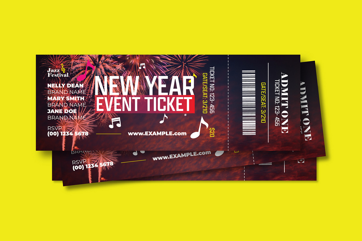 Event Ticket Template, a Card Template by MightyDesign (Photo 1 of 6)