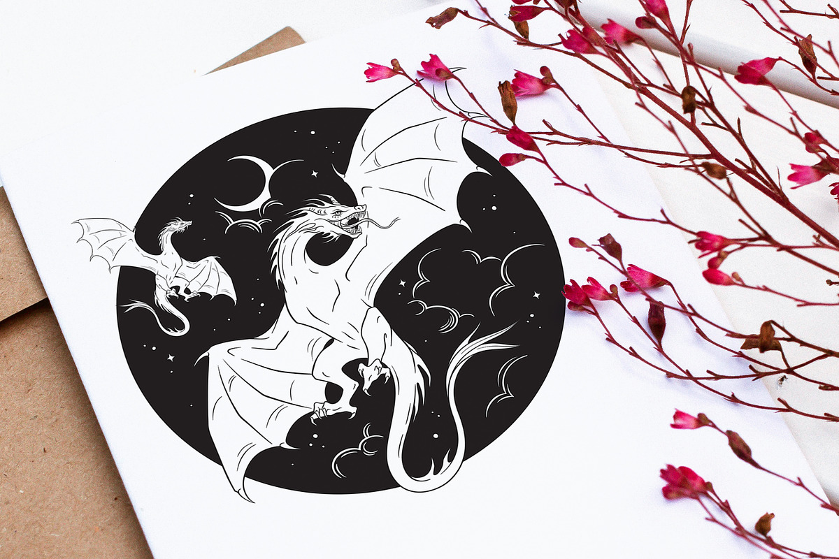 Dragons - hand drawn vector arts, an Animal Illustration by Croisy (Photo 5 of 5)