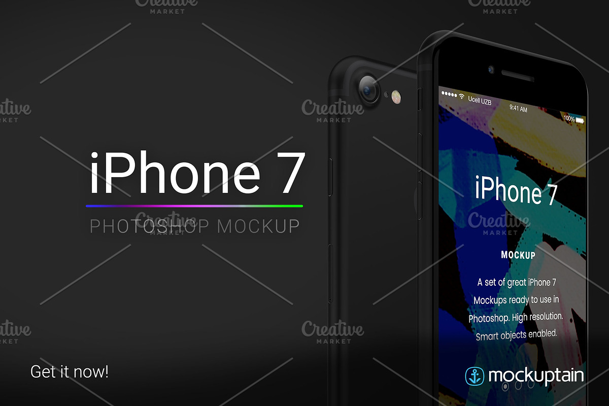Iphone 7 Mockup Angled Black, an iPhone Mockup by mockuptain (Photo 7 of 7)