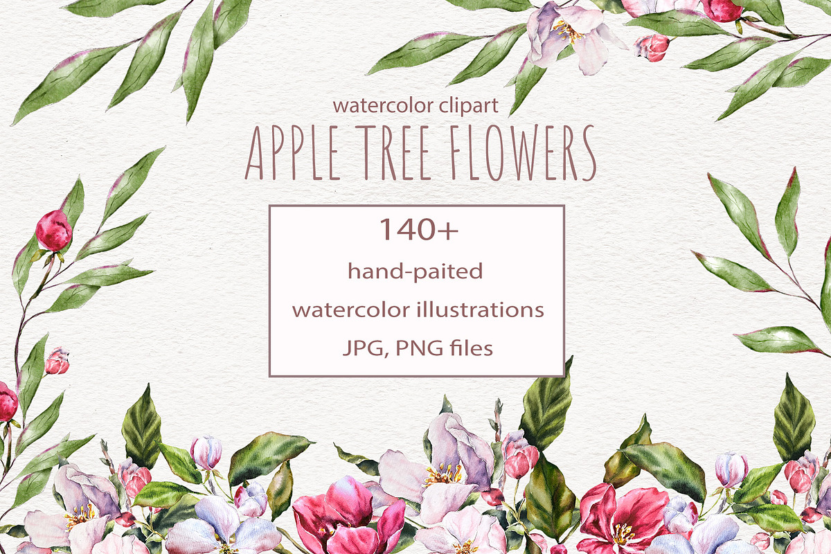 Apple tree flowers watercolor set, a Decorative Illustration by Lidia's watercolor world (Photo 1 of 9)