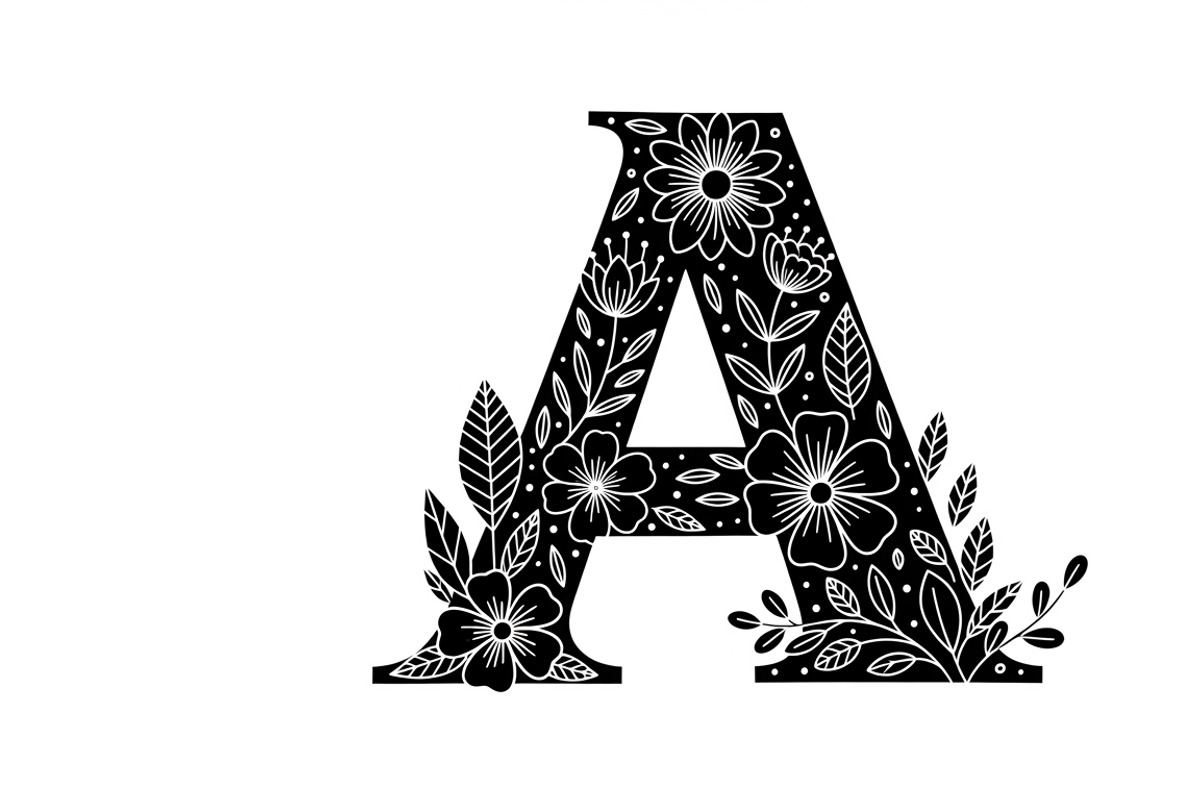 Beautiful flower alphabet set floral, an Illustration by Amazin_art (Photo 5 of 31)