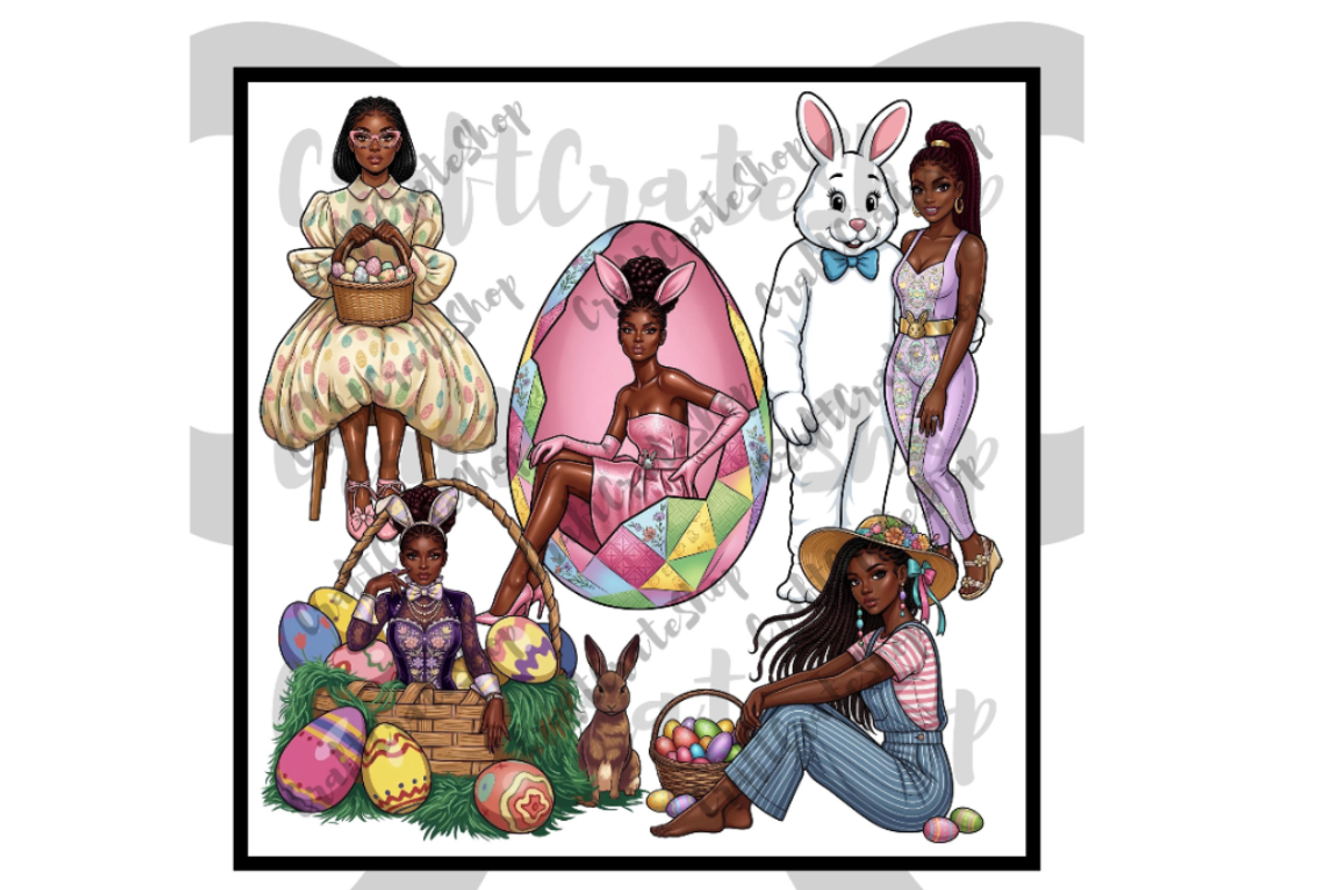 Black Woman Easter Clipart Bundle, an Illustration by CraftCrateShop (Photo 6 of 8)