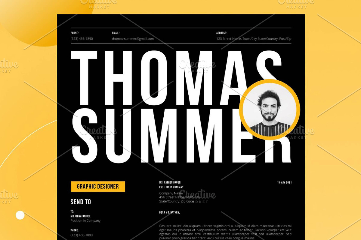 Resume template V01, a Marketing Template by fashionaddict (Photo 4 of 4)