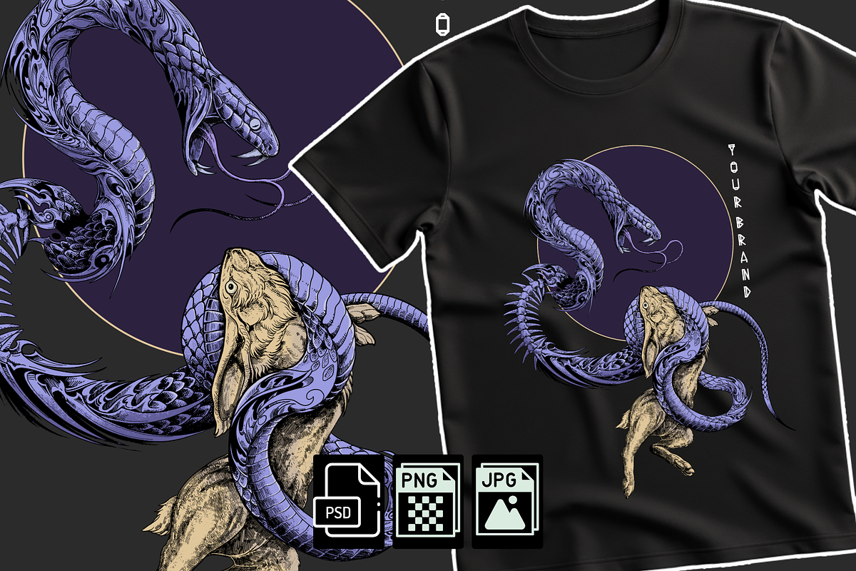 Snake and rabbit tshirt illustration, an Animal Illustration by Syahid Zain (Photo 1 of 3)