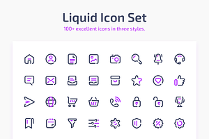 Liquid Icon Set 100+ in three styles