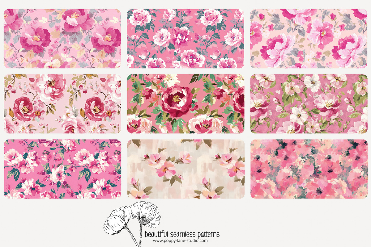 70 impasto floral seamless pattern, a Pattern Graphic by Poppy Lane Studio (Photo 7 of 10)