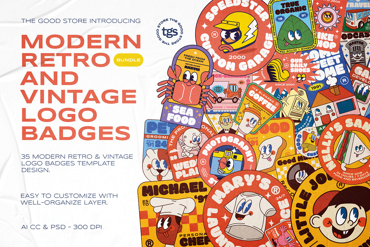 Illustration Logo Badges Bundle, a Branding & Logo Template by The Good Store (Photo 1 of 10)