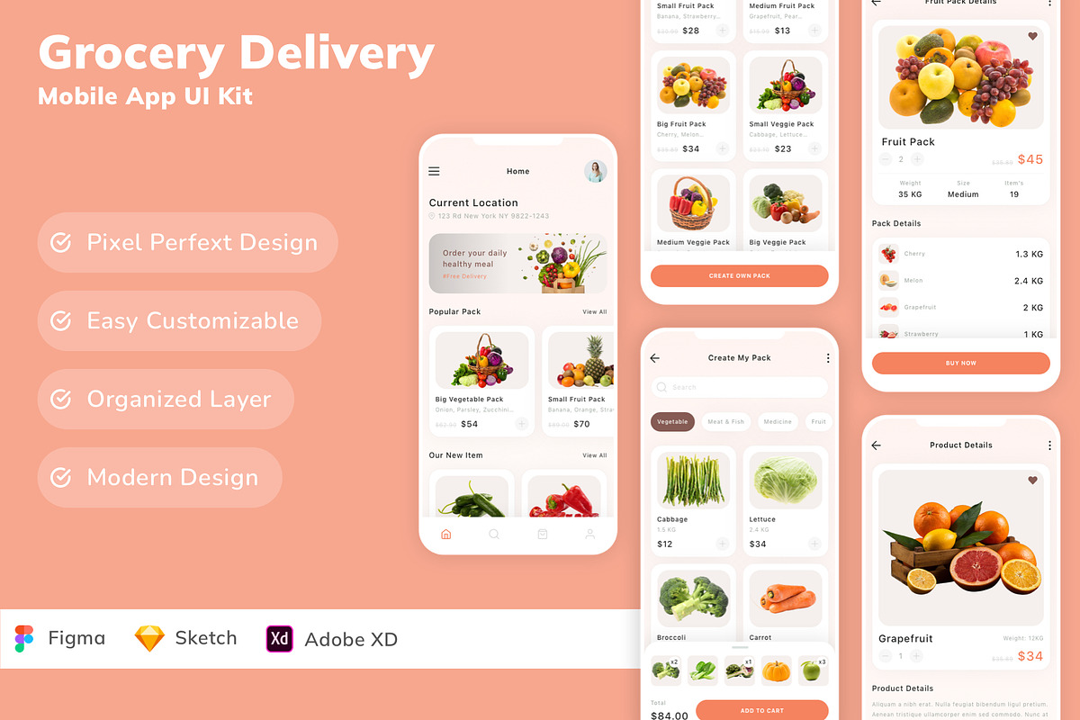 Grocery Delivery Mobile App UI Kit, an UI Kit Template by Betush (Photo 3 of 3)