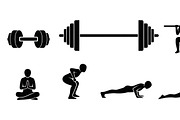 Fitness Workout Silhouette Icon Set, an Illustration by musafir_fashion (Thumbnail 33 of 51)