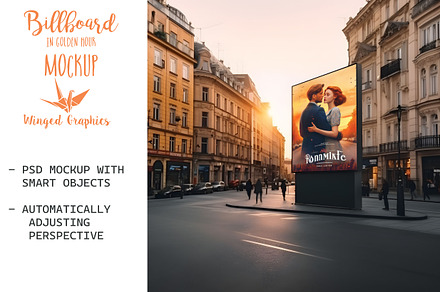 MOCKUP: billboard on a city corner