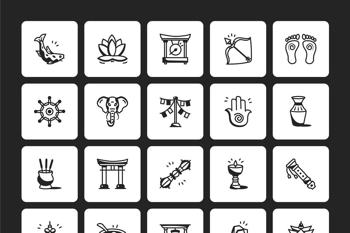 75 Tibet Doodles, an Outline Icon by Prosymbols (Photo 8 of 8)