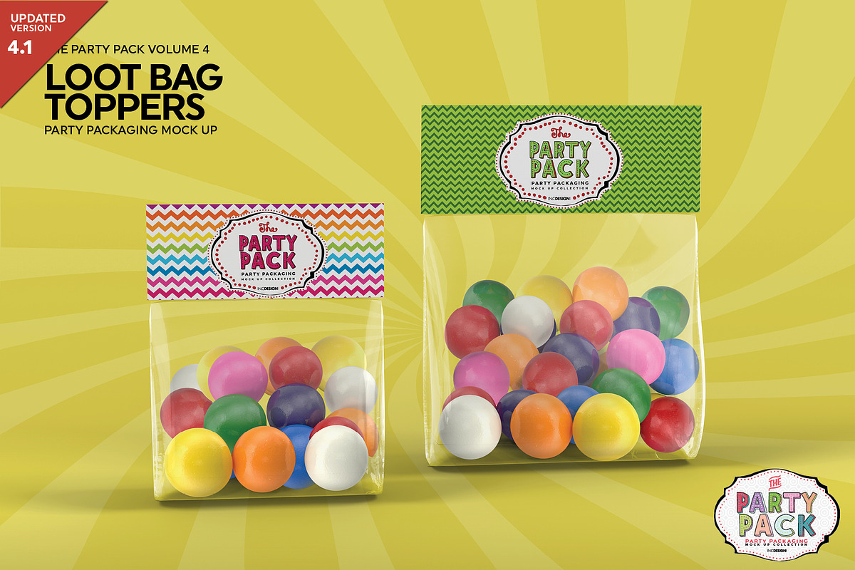 Loot Bag Topper Packaging Mockup, a Packaging Mockup by INCDesign (Photo 1 of 6)