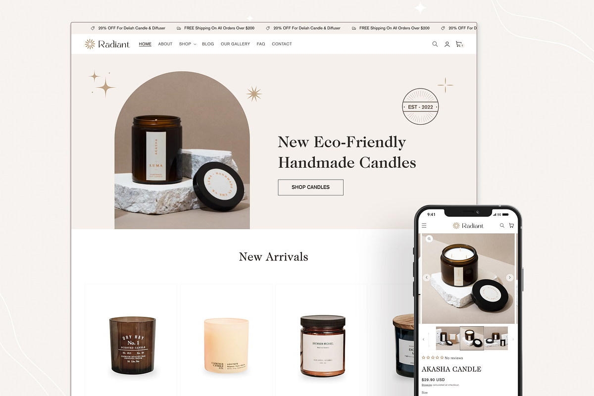 Radiant - Candle Shopify Theme, a Shopify Template by InspiredTheme (Photo 1 of 9)