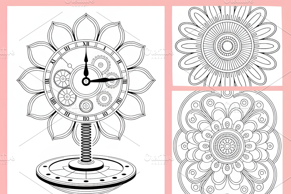 Steampunk Flower Mandala, a Decorative Illustration by Ink Gallery (Photo 2 of 4)