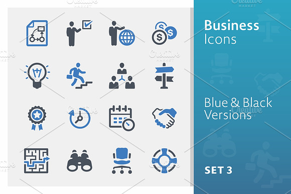 Business Icons Set 3 Blue Series