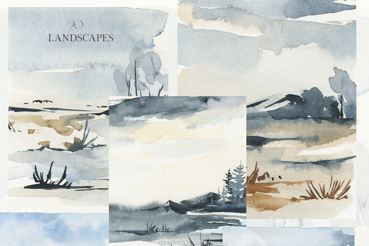 Hand Painted Winter Landscapes, a Seasonal Illustration by ArtMaslyana (Photo 3 of 5)