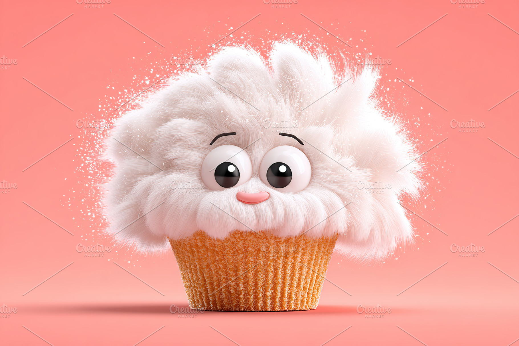 Whipped cream styled as wild hair on a cupcake creates a whimsical dessert disp, a Food & Drink Photo by AlyaAnd