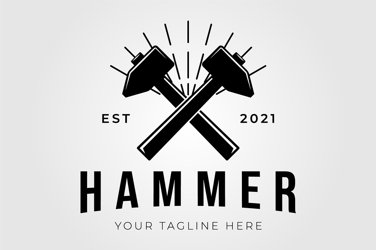 forging hammer gavel silhouette logo, an Object Graphic by Rizkaarishandy_shop (Photo 2 of 2)