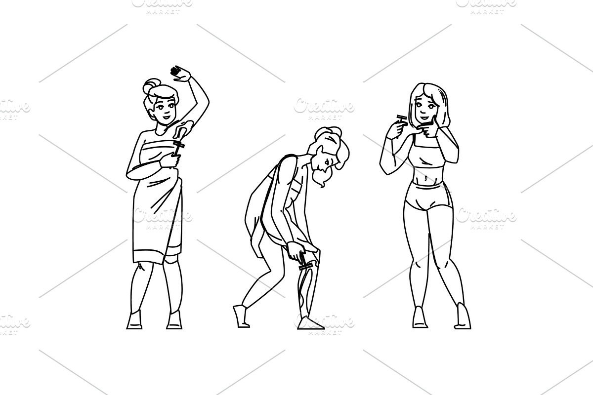 skin shaving woman vector, a Person Illustration by pikepicture