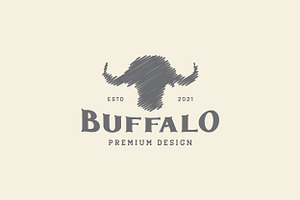 Buffalo Head Doodle Logo Design