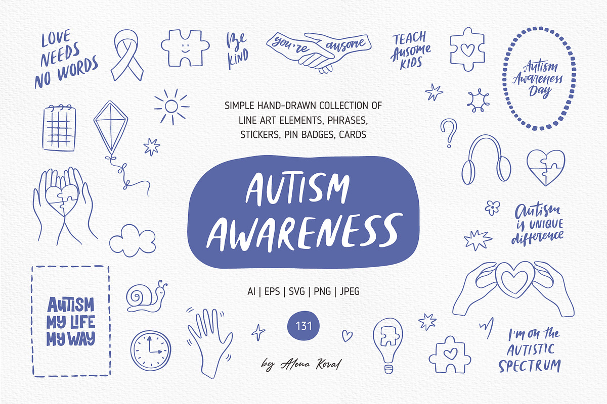 Autism Awareness Hand Drawn Set, an Object Graphic by Alena Koval (Photo 1 of 11)