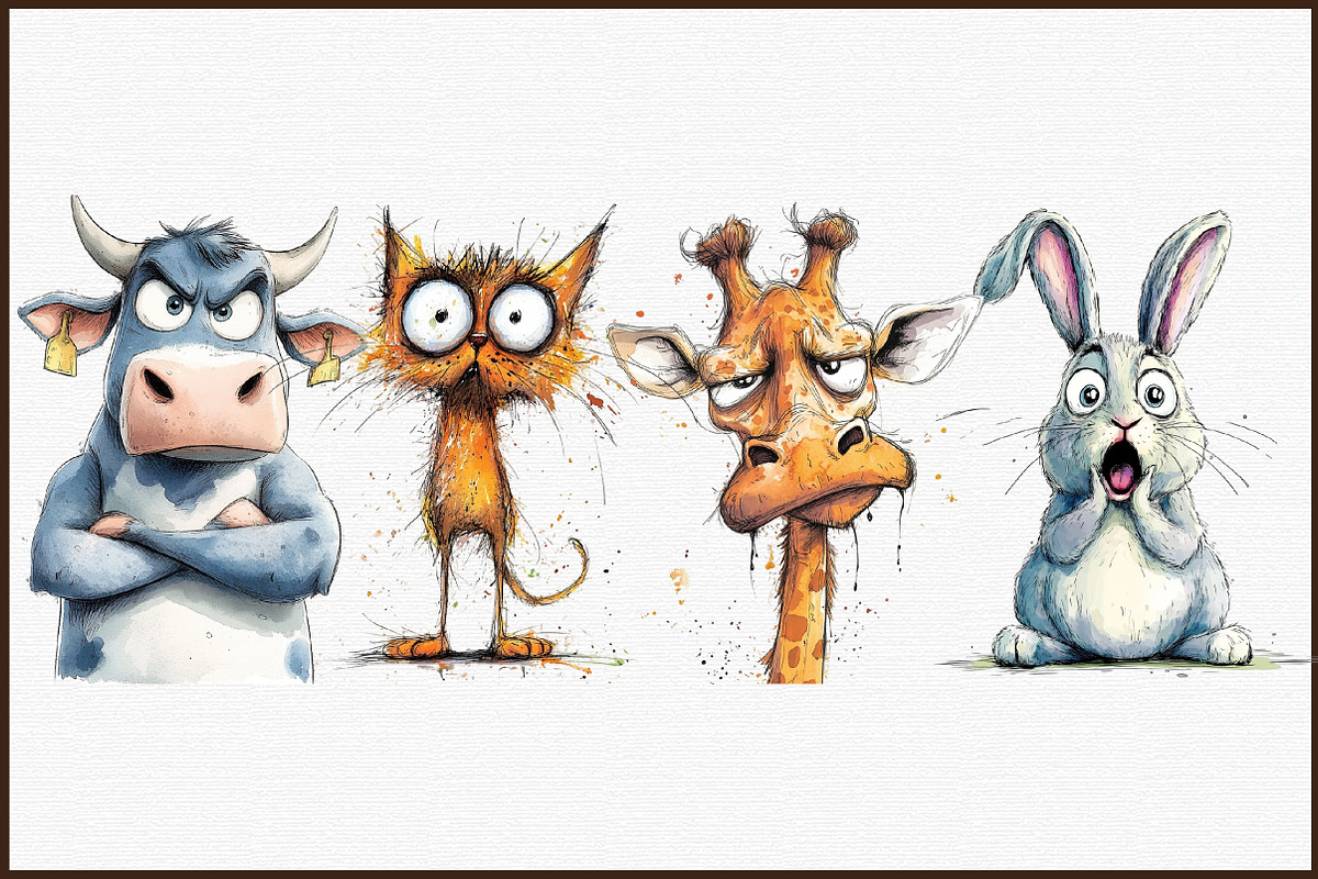 Funny Frazzled Quirky Animals Clipar, an Illustration by Sublimation Artist (Photo 3 of 6)