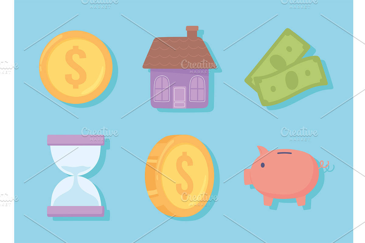 saving money icon set, an Object Illustration by studiogstock