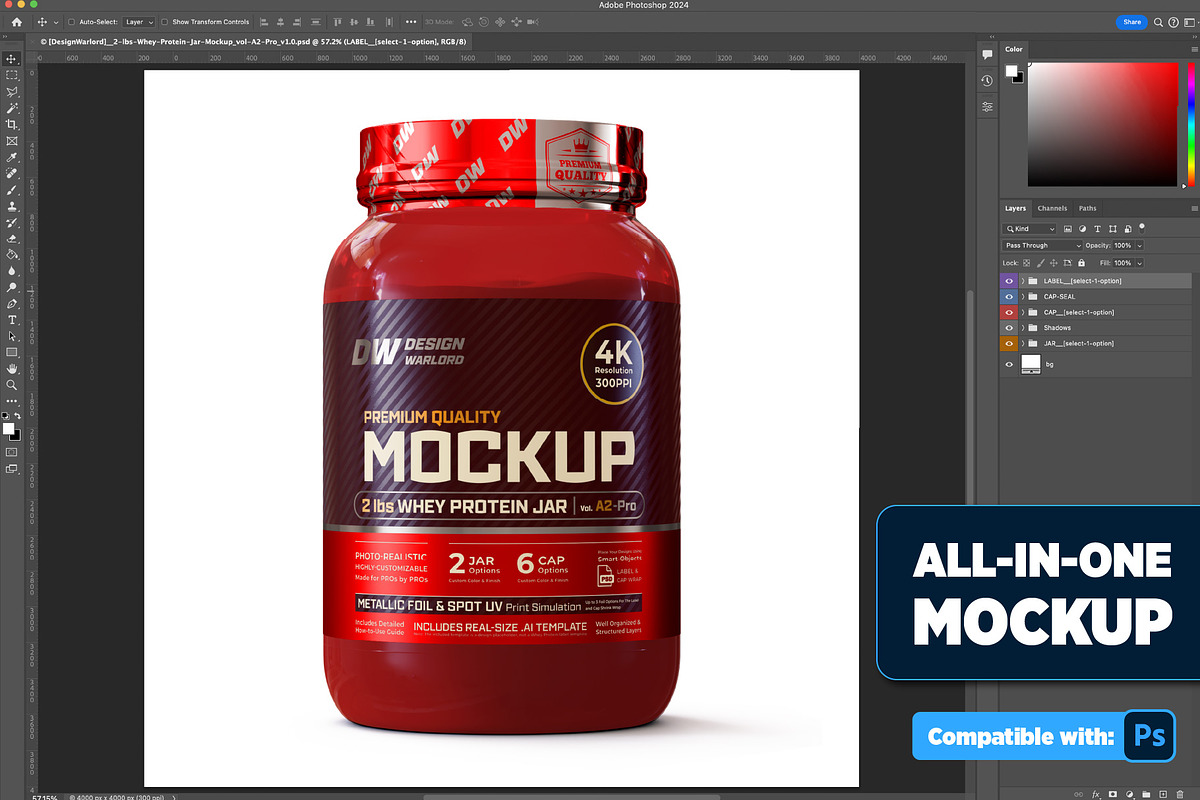 2lb Whey Protein Jar Mockup A2-Pro, a Packaging Mockup by Design Warlord (Photo 2 of 16)