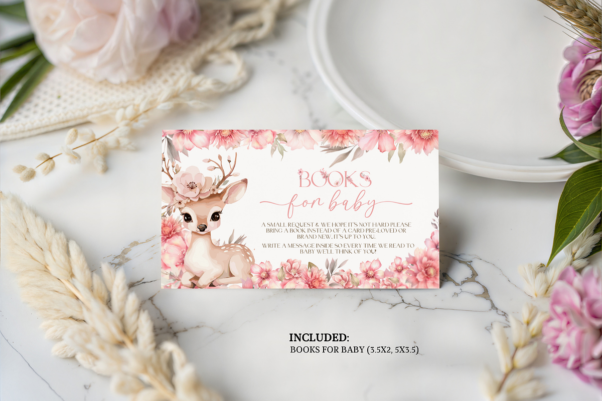 Editable Oh Deer Girl Invite Set, an Invitation Template by Digital_Mind (Photo 5 of 7)