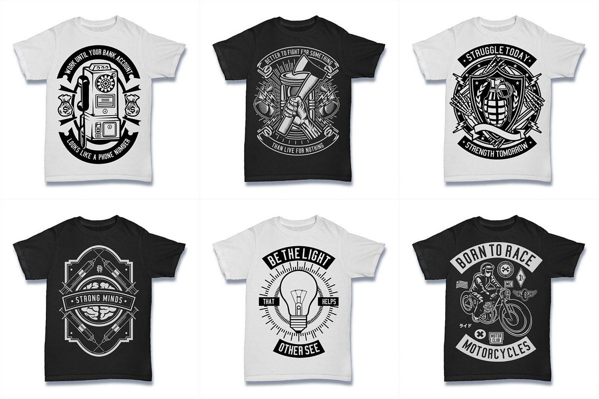 100 Vector Tshirt Designs ( B/W ), an Illustration by roach_graphic (Photo 7 of 20)