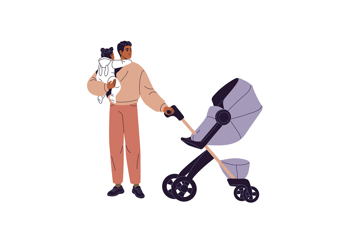 Families, parents with strollers set, a Person Illustration by PaperTrident (Photo 4 of 9)