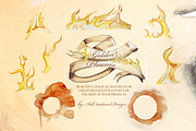 Watercolor Golden Phoenix Clipart, an Animal Illustration by ArtCreationsDesign (Thumbnail 6 of 10)