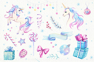 Christmas Unicorn Watercolor Set