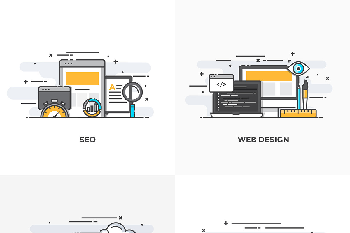 Flat Line Color Conceptual icons, a Technology Illustration by Creative Graphics (Photo 2 of 2)