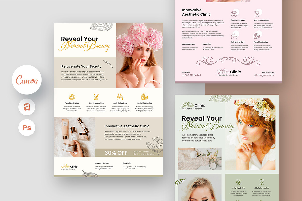 Aesthetic Clinic Flyer Template, a Flyer Template by artbart (Photo 1 of 9)