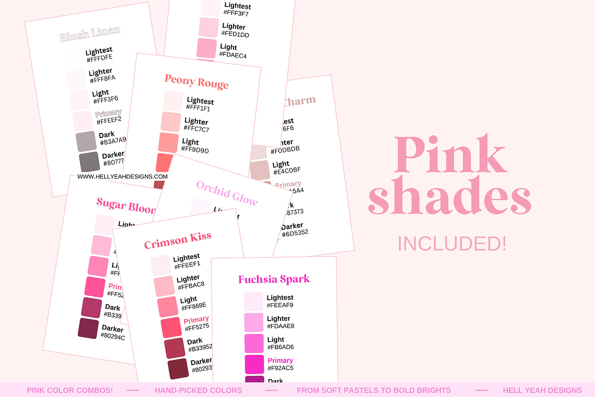 Pink Color Palettes Themes & Shades, a Palette Add-On by Hell Yeah Designs (Photo 6 of 10)